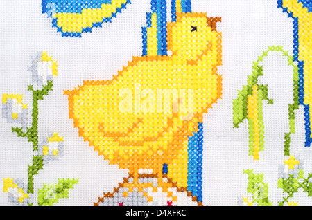 Pollo come ricamato buona per cross-stitch pattern Foto Stock