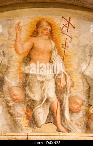 VERONA - gennaio 27: affresco del Cristo risorto da 14. -15. cento. nella Basilica di San Zeno a gennaio 27, 2013 a Verona Foto Stock