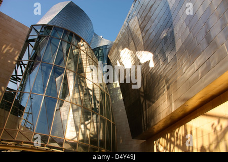 Particolare della facciata del titanio il Guggenheim Museum Bilbao Euskadi, Spagna Foto Stock