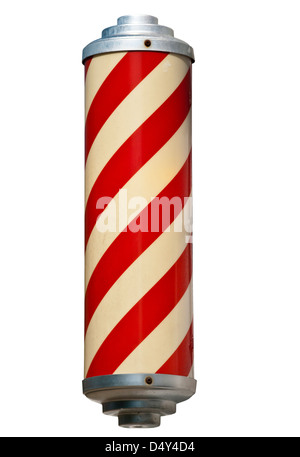 Il bianco e il rosso Candy Cane Barbieri Pole Foto Stock