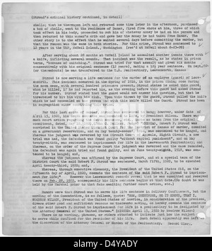 Una pagina di record della prigione del gennaio 1917, che include una foto di Robert Stroud, noto come "Birdman di Alcatraz". Questo documento cattura i dettagli della sua incarcerazione e della sua famigerata reputazione. Foto Stock