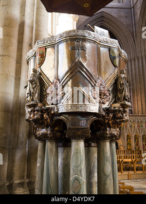 L Art Nouveau pulpito in cattedrale di Ripon North Yorkshire, Inghilterra Foto Stock