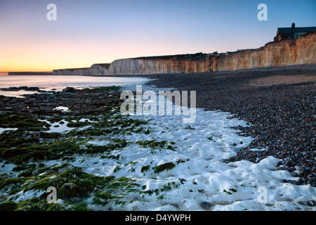 Birling Gap al crepuscolo, Eastbourne, East Sussex Foto Stock