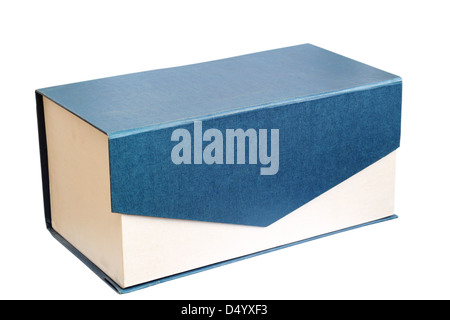 Semplice blu e beige e presente in cartone box isolati su sfondo bianco Foto Stock