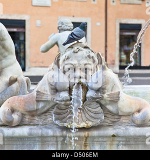 Piazza Navona, dettaglio del Moro fontana di Roma, Italia Foto Stock
