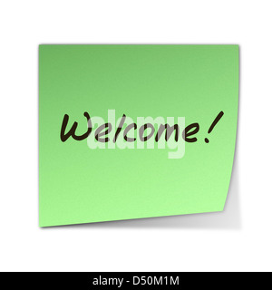 Welcomw Geen nota - Illustrazione Bitmap Foto Stock