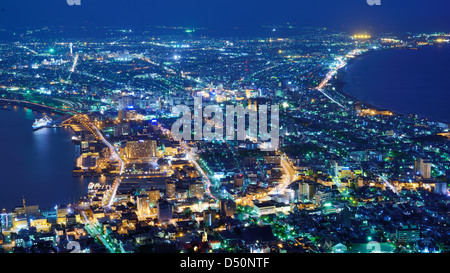 La vista di Hakodate, Giappone. La città è stata la prima in Giappone per aprire le sue porte al commercio nel 1854. Foto Stock