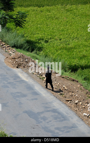 Poliziotto su strada - valle di Swat, in Pakistan Foto Stock