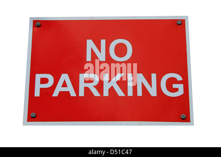 Red nessun segno di parcheggio isolato su uno sfondo bianco. Foto Stock
