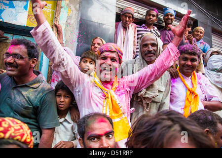 Holi in Barsana, Mathura distretto, Uttar Pradesh, India Foto Stock