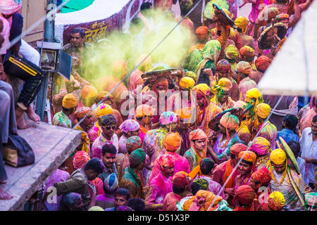 Holi in Barsana, Mathura distretto, Uttar Pradesh, India Foto Stock