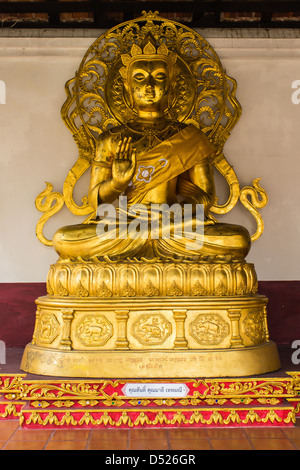 Statua di Buddha nel Wat Phra That Haripunchai Foto Stock