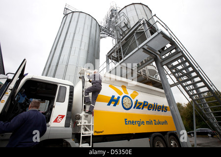 Titz, Germania, produzione di pellet di legno Foto Stock