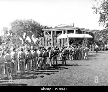 Accampati reduci dalla cerimonia di Gamble Plantation Giuda P. Beniamino Memorial: Ellenton, Florida Foto Stock