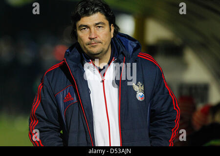 22.03.2013 Cittadella, Italia. Nikolay Pisarev Russia U21 Manager durante la sotto 21 amichevole internazionale tra Italia e Russia. Foto Stock