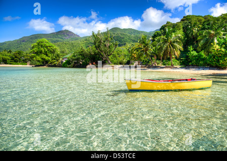 Port Launay beach, Isola di Mahe, Seicelle Foto Stock