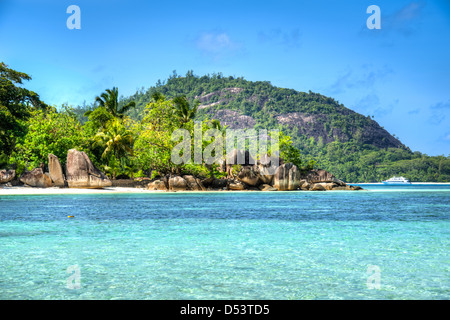 Port Launay beach, Isola di Mahe, Seicelle Foto Stock