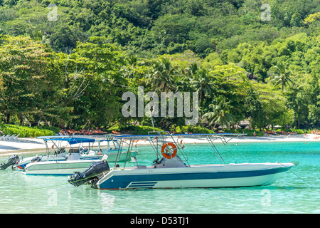 Port Launay beach sull'isola di Mahe, Seicelle Foto Stock