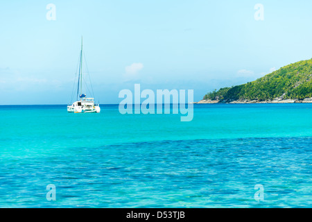 Port Launay beach sull'isola di Mahe, Seicelle Foto Stock