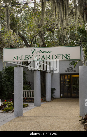 Stati Uniti d'America, Florida, Sarasota. Selby Gardens entrata. Foto Stock