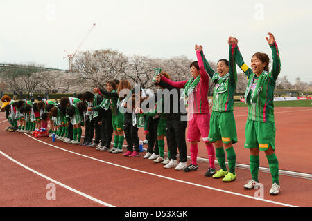 NTV Beleza team group, Marzo 23, 2013 - Calcio /Soccer : Plenus Nadeshiko League 2013 tra NTV Beleza 2-0 FC Kibikokusaidaigaku Charme a Ajinomoto Stadium West Campo, Tokyo, Giappone. (Foto di YUTAKA/AFLO SPORT) [1040] Foto Stock