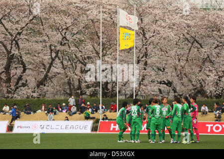 NTV Beleza team group, Marzo 23, 2013 - Calcio /Soccer : Plenus Nadeshiko League 2013 tra NTV Beleza 2-0 FC Kibikokusaidaigaku Charme a Ajinomoto Stadium West Campo, Tokyo, Giappone. (Foto di YUTAKA/AFLO SPORT) [1040] Foto Stock