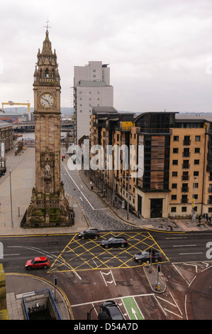 L'Albert Memorial Clock Tower di Belfast Foto Stock