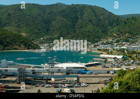 Picton Harbour, Marlborough, Nuova Zelanda Foto Stock