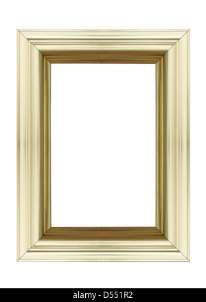 Golden picture frame isolati su sfondo bianco. Foto Stock