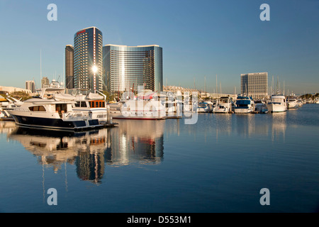 Marina e il Marriott Marquis & Marina Hotel a San Diego, California, Stati Uniti d'America, STATI UNITI D'AMERICA Foto Stock