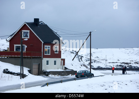 Gjenreisingshus apartment house strandgata havoysund finnmark Norvegia europa Foto Stock