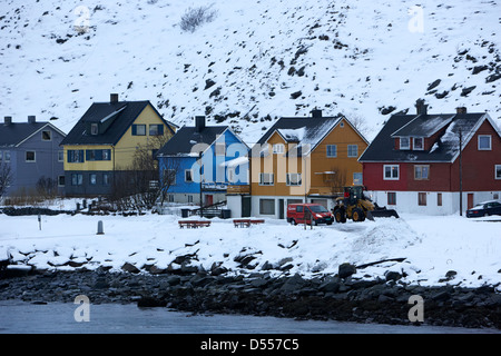 Appartamento gjenreisingshus case havoysund strandgata finnmark Norvegia europa Foto Stock