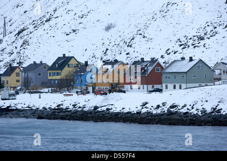 Appartamento gjenreisingshus case havoysund strandgata finnmark Norvegia europa Foto Stock