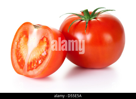 Rosso vegetale di pomodoro su sfondo bianco. Macro composizione shot Foto Stock