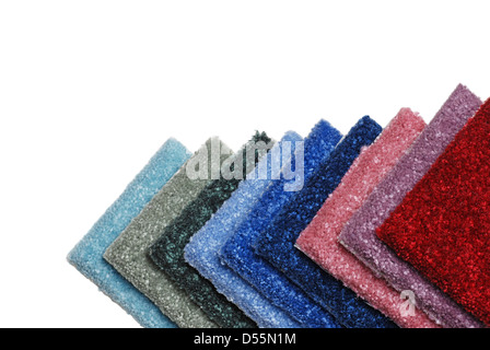 Fila di tappeti colorati di campioni Foto Stock