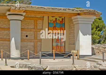 Affreschi minoici a Knossos, Creta, Grecia Foto Stock