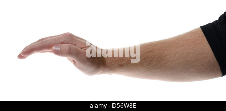 Una sola mano a tazza isolata su bianco Foto Stock