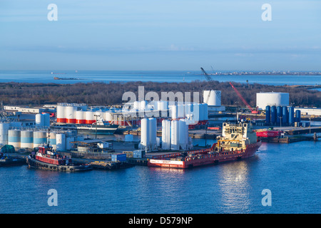 Il porto commerciale di Galveston in Texas, USA, America. Foto Stock