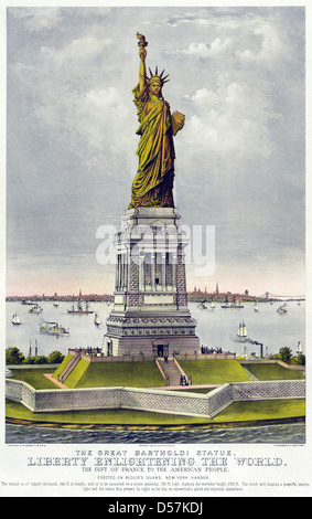 La statua della libertà 1885 litografia da noi responsabili stampa Currier e Ives Foto Stock