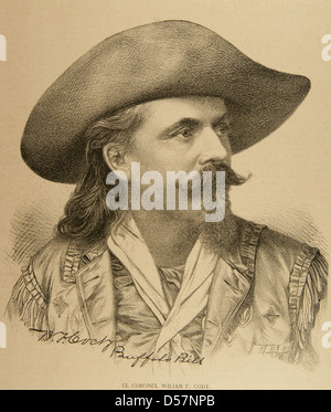 Buffalo Bill (1845-1917). Soldato americano. L'incisione nell'illustrazione, 1890. Foto Stock