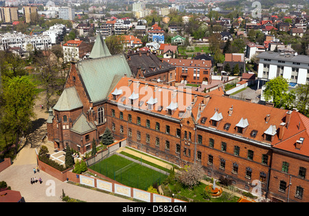 Cracovia in Polonia, vista dalla torre panoramica della Basilica Santuario della Divina Misericordia Foto Stock