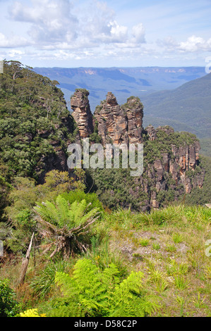 "Le tre sorelle" da Echo Point Lookout, La Jamison Valley, Blue Mountains, Nuovo Galles del Sud, Australia Foto Stock