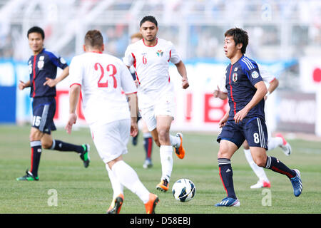 Amman, Giordania. Il 26 marzo 2013. Hiroshi Kiyotake (JPN), 26 marzo 2013 - Calcio : Coppa del Mondo FIFA Brasile 2014 Qualificatore asiatici round finale, Gruppo B match tra la Giordania 2-1 Giappone presso il re Abdullah Bin-Al-Hussein allo stadio di Amman, Giordania. (Foto di D.Nakashima/AFLO/Alamy Live News) Foto Stock