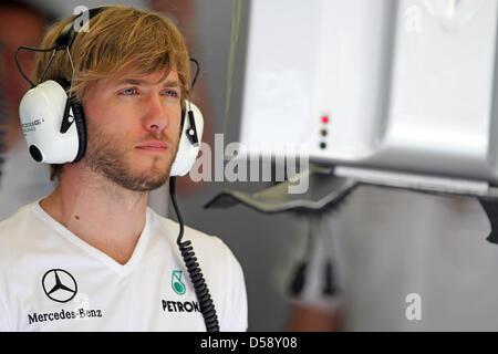 Tedesco di Formula Uno test driver Nick Heidfeld della Mercedes GP nella foto durante la terza sessione di prove per il Gran Premio di Formula Uno al circuito di Istanbul Park a Istanbul, Turchia, 29 maggio 2010. Il Gran Premio di Turchia si terrà il 30 maggio 2010. Foto: JAN WOITAS Foto Stock