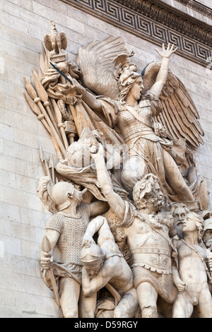 Marseillaise rilievo sulla scultura decorazione di arco trionfale a Parigi Foto Stock