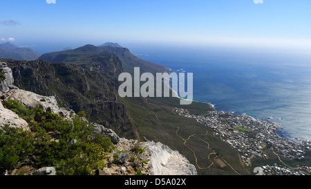 Vista dal Table Mountain e Cape Town, Sud Africa Foto Stock