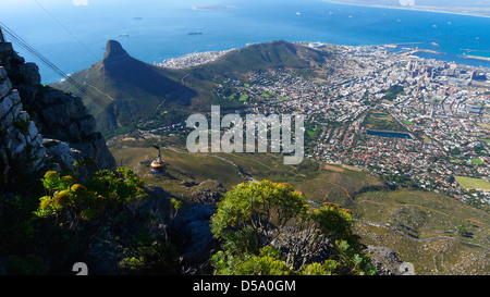 Vista dal Table Mountain e Cape Town, Sud Africa Foto Stock