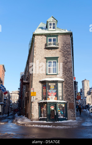 Antico edificio di pietra nella città di Québec, Canada. Foto Stock