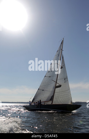 Glücksburg, Germania, Re Harald V di Norvegia durante la regata a vela del Baltico Rolex Settimana Foto Stock