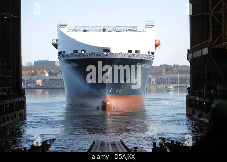 Flensburg, Germania, ferry-sede jerk di precisione per il British shipping company-sede jerk Ferries è lanciato Foto Stock